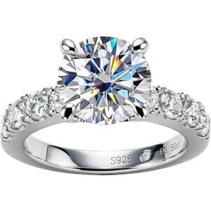 AnuClub Moissanite Engagement Ring, Total 4.3cttw D Color Round/Oval/Asscher